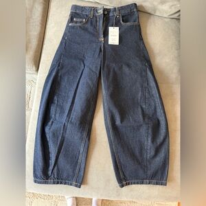 Tags on, never worn! Zara Women's Dark Blue Barrel Jeans